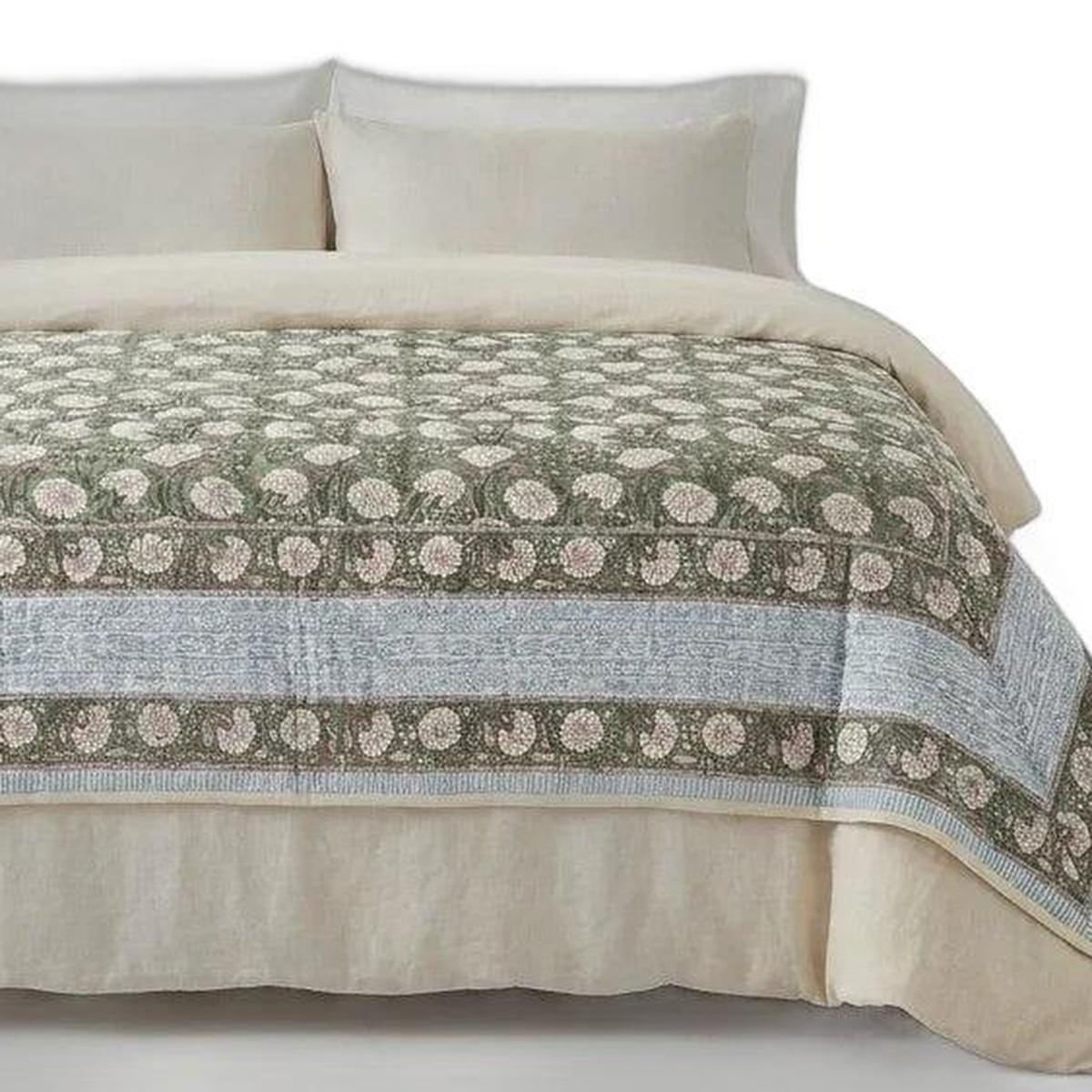 108" X 108" Gold And Cream Floral Cotton Decorative Comforter - HomeRoots - Flyclothing LLC