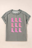 Boots Graphic Striped Round Neck Short Sleeve T-Shirt - Trendsi - Flyclothing LLC