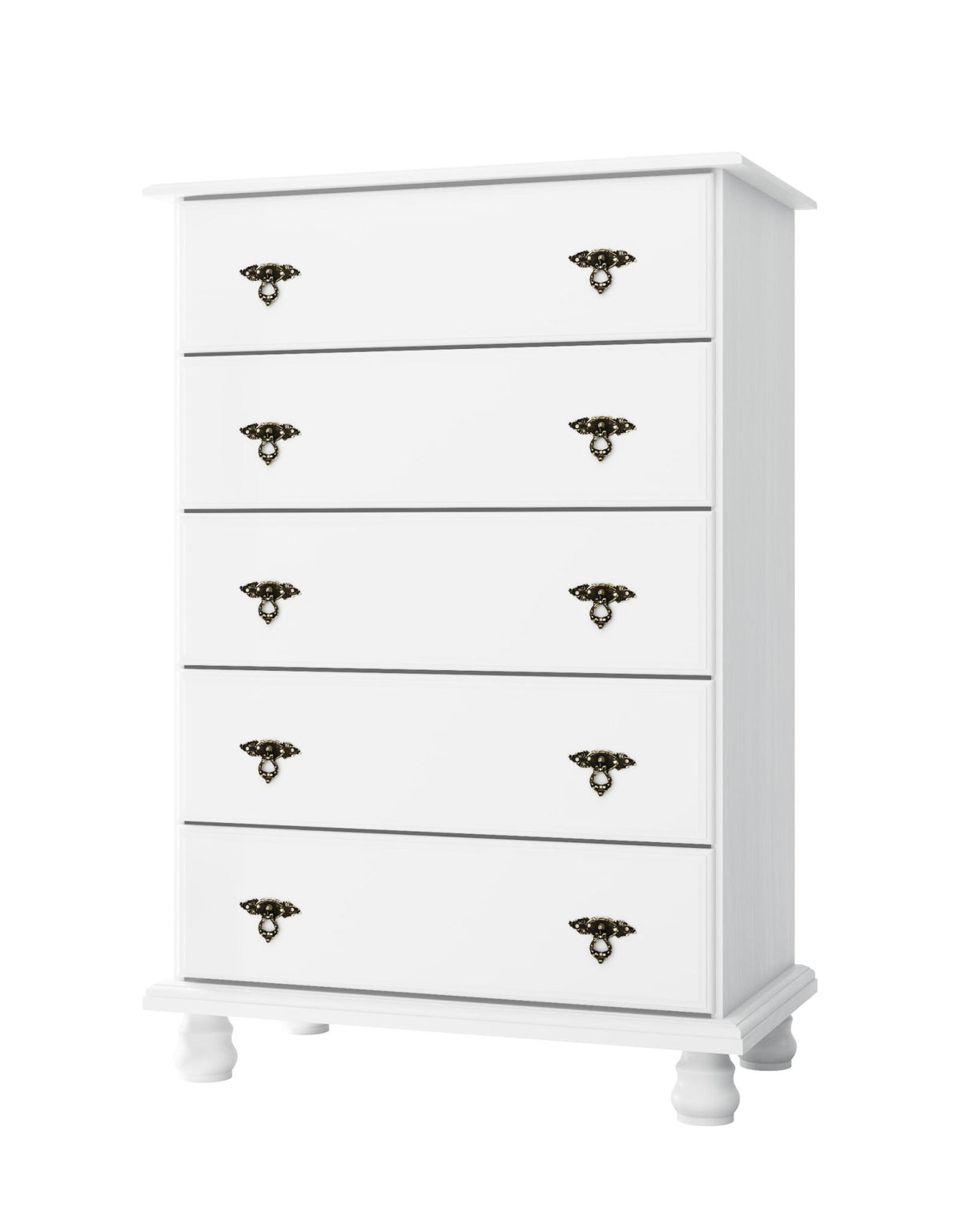 32" White Solid Wood Five Drawer Dresser - HomeRoots - Flyclothing LLC