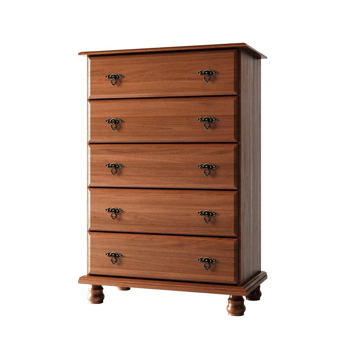 32" Coffee Solid Wood Five Drawer Dresser - HomeRoots - Flyclothing LLC