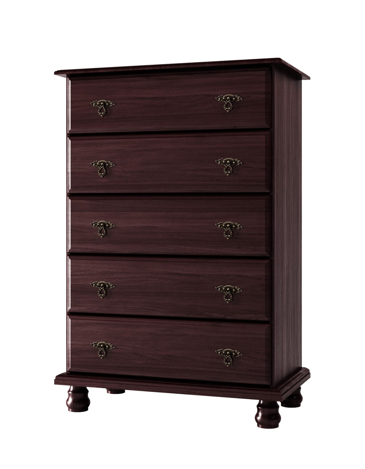32" Dark Brown Solid Wood Five Drawer Dresser - HomeRoots - Flyclothing LLC