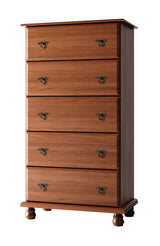 32" Coffee Solid Wood Five Drawer Dresser - HomeRoots - Flyclothing LLC