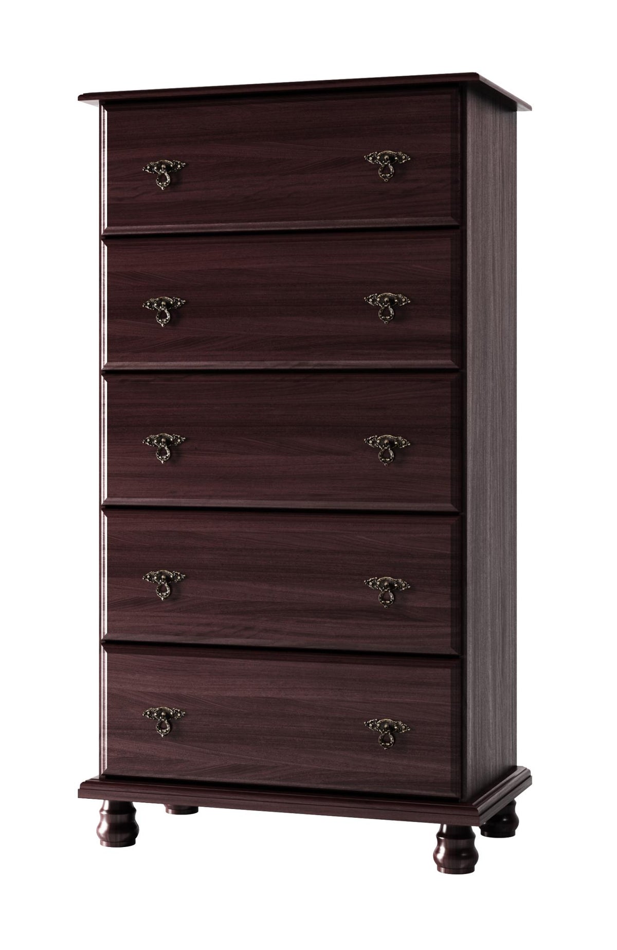 32" Dark Brown Solid Wood Five Drawer Dresser - HomeRoots - Flyclothing LLC