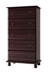 32" Dark Brown Solid Wood Five Drawer Dresser - HomeRoots - Flyclothing LLC