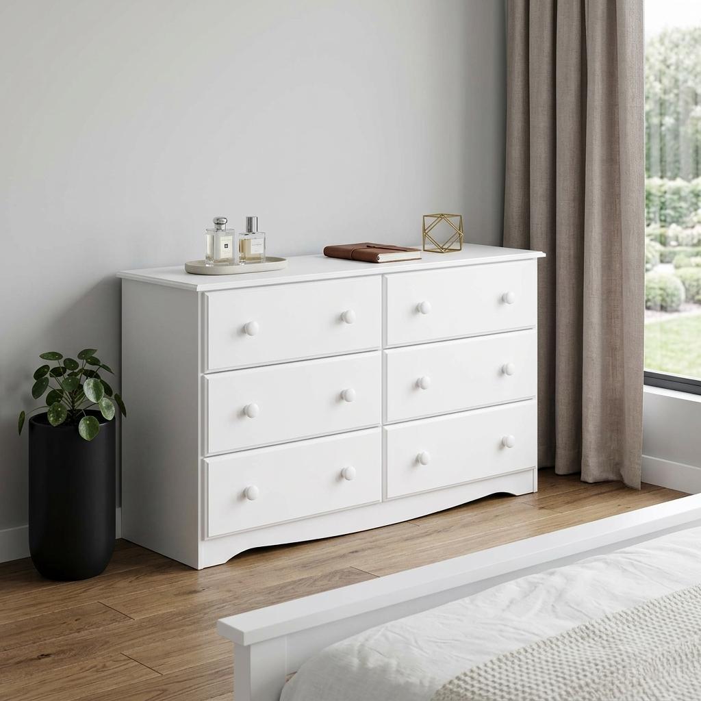 48" White Solid Wood Six Drawer Dresser - HomeRoots - Flyclothing LLC