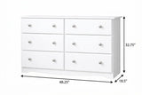 48" White Solid Wood Six Drawer Dresser - HomeRoots - Flyclothing LLC