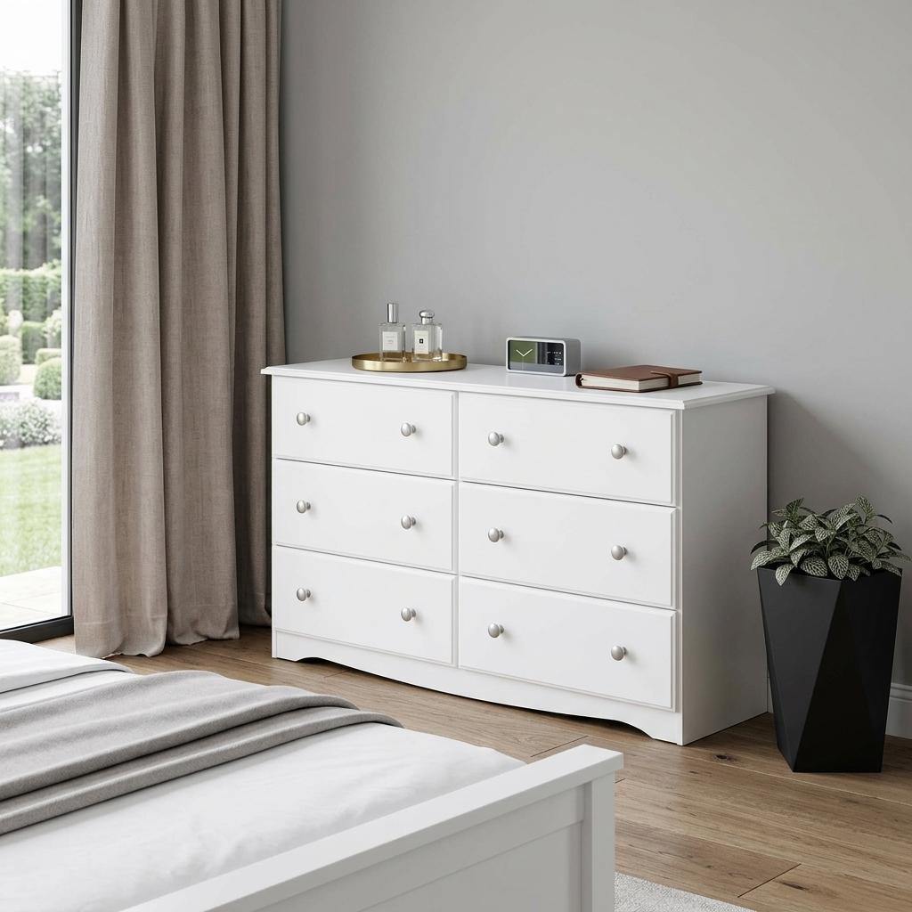 48" White Solid Wood Six Drawer Dresser - HomeRoots - Flyclothing LLC
