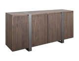 69" Brown Distressed Wood And Steel Ribbed Texture Sideboard With Four Doors - HomeRoots - Flyclothing LLC