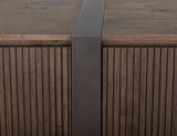 69" Brown Distressed Wood And Steel Ribbed Texture Sideboard With Four Doors - HomeRoots - Flyclothing LLC