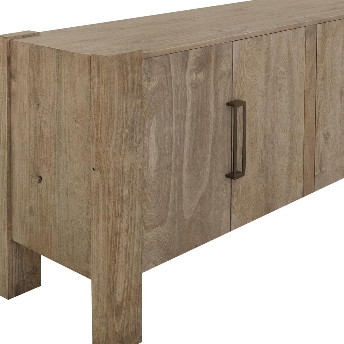 70" Ivory Distressed Wood Sideboard With Four Doors - HomeRoots - Flyclothing LLC