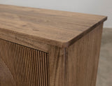 69" Brown Distressed Wood Carved Geometric Sideboard With Four Doors - HomeRoots - Flyclothing LLC