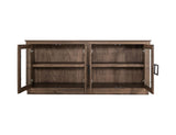 68" Brown Distressed Wood Sideboard With Four Glass Doors - HomeRoots - Flyclothing LLC