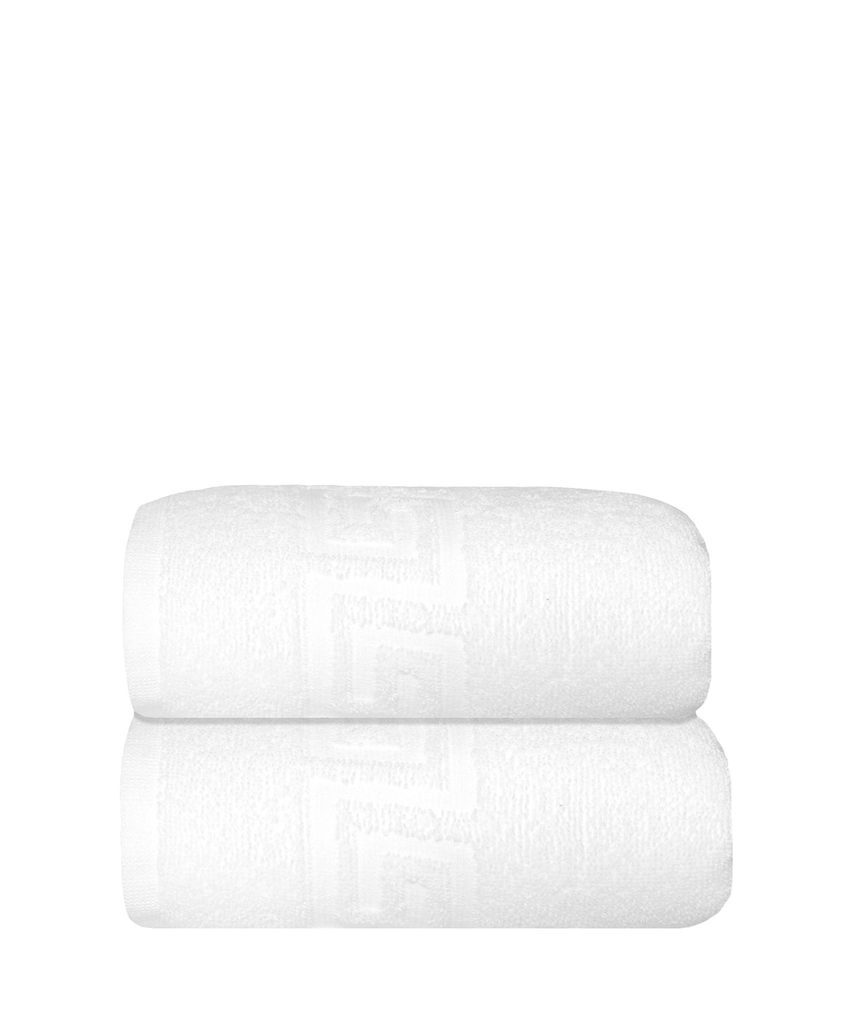 Set of Two White Greek Key Turkish Cotton 16" X 30" Hand Towels - HomeRoots - Flyclothing LLC
