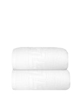 Set of Two White Greek Key Turkish Cotton 16" X 30" Hand Towels - HomeRoots - Flyclothing LLC