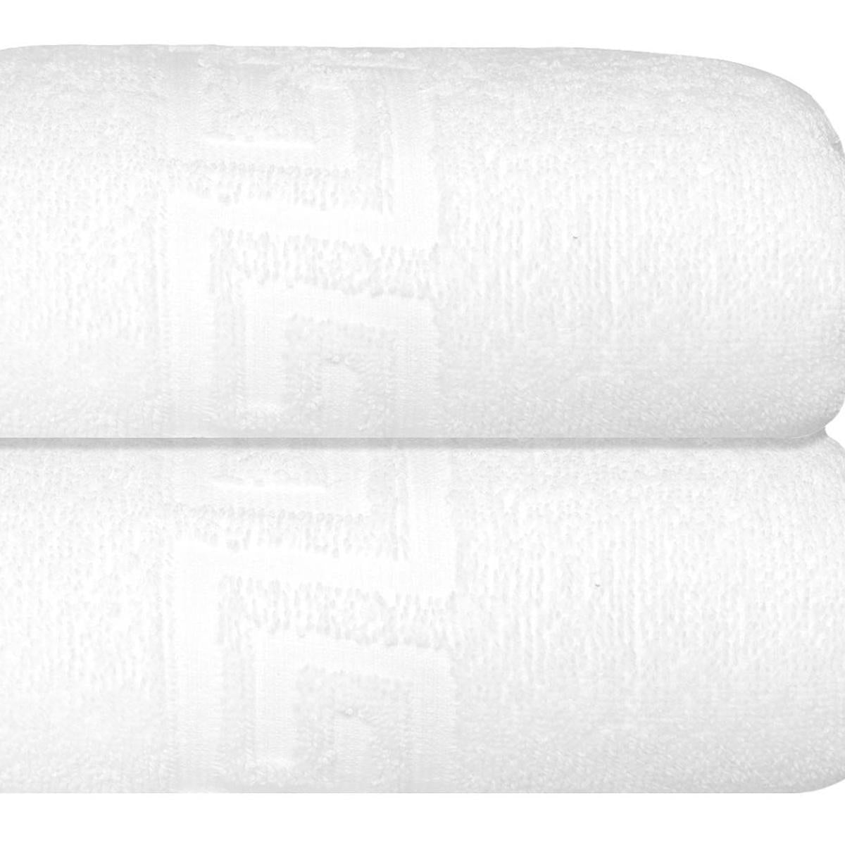 Set of Two White Greek Key Turkish Cotton 16" X 30" Hand Towels - HomeRoots - Flyclothing LLC