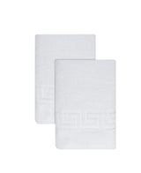 Set of Two White Greek Key Turkish Cotton 27" X 54" Bath Towels - HomeRoots - Flyclothing LLC