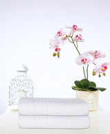 Set of Two White Greek Key Turkish Cotton 27" X 54" Bath Towels - HomeRoots - Flyclothing LLC