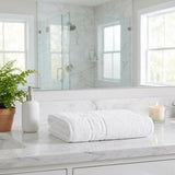 Set of Two White Greek Key Turkish Cotton 27" X 54" Bath Towels - HomeRoots - Flyclothing LLC