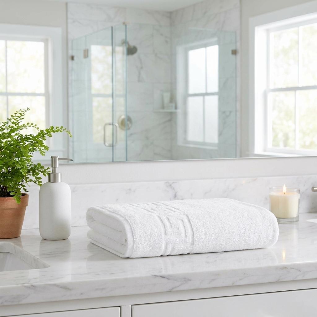 Set of Two White Greek Key Turkish Cotton 27" X 54" Bath Towels - HomeRoots - Flyclothing LLC