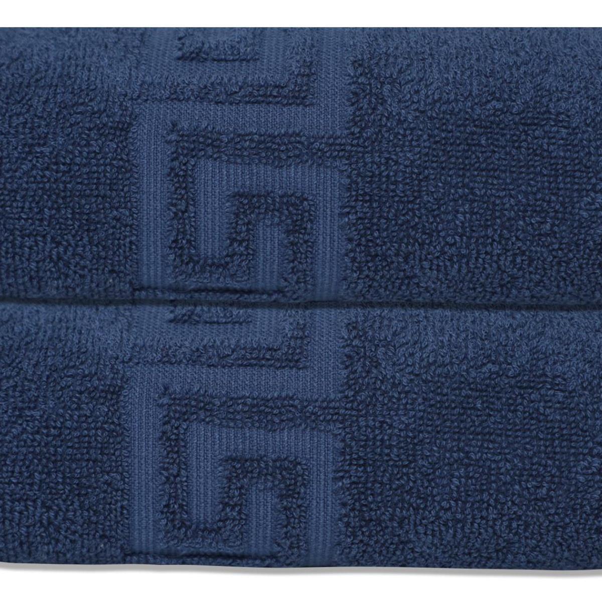 Set of Two Navy Blue Greek Key Turkish Cotton 16" X 30" Hand Towels - HomeRoots - Flyclothing LLC