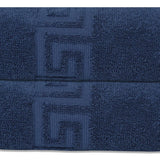 Set of Two Navy Blue Greek Key Turkish Cotton 16" X 30" Hand Towels - HomeRoots - Flyclothing LLC