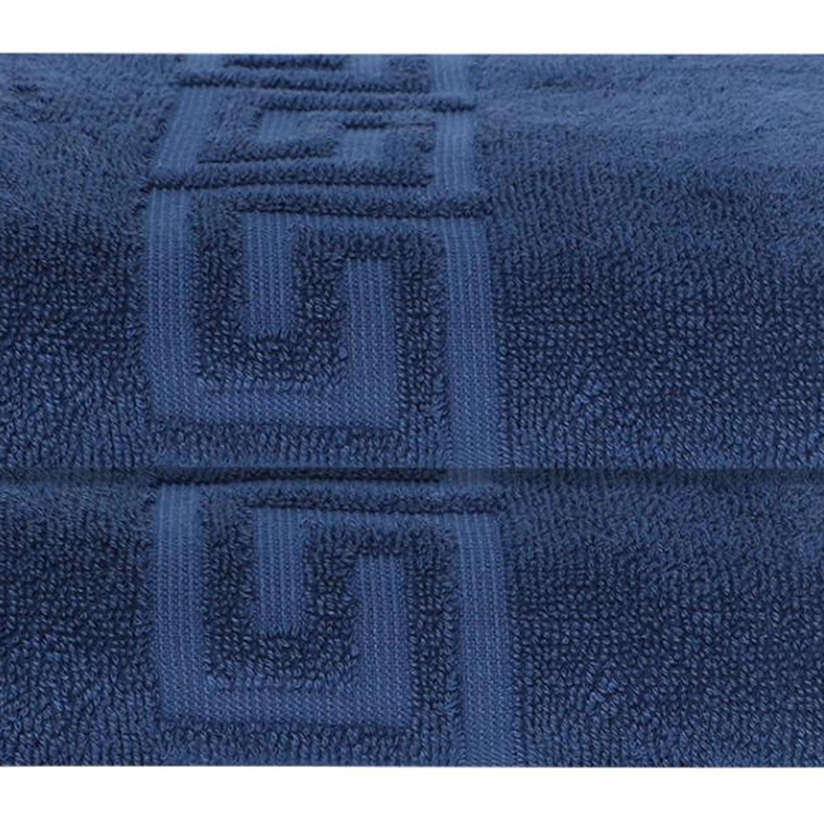 Set of Two Navy Blue Greek Key Turkish Cotton 27" X 54" Bath Towels - HomeRoots - Flyclothing LLC