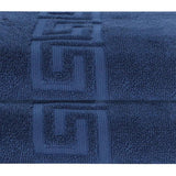 Set of Two Navy Blue Greek Key Turkish Cotton 27" X 54" Bath Towels - HomeRoots - Flyclothing LLC