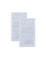 Set of Two White Geometric Turkish Cotton 27" X 54" Hand Towels - HomeRoots - Flyclothing LLC