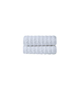 Set of Two White Geometric Turkish Cotton 27" X 54" Hand Towels - HomeRoots - Flyclothing LLC