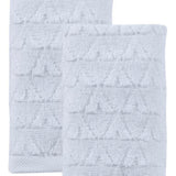 Set of Two White Geometric Turkish Cotton 27" X 54" Hand Towels - HomeRoots - Flyclothing LLC