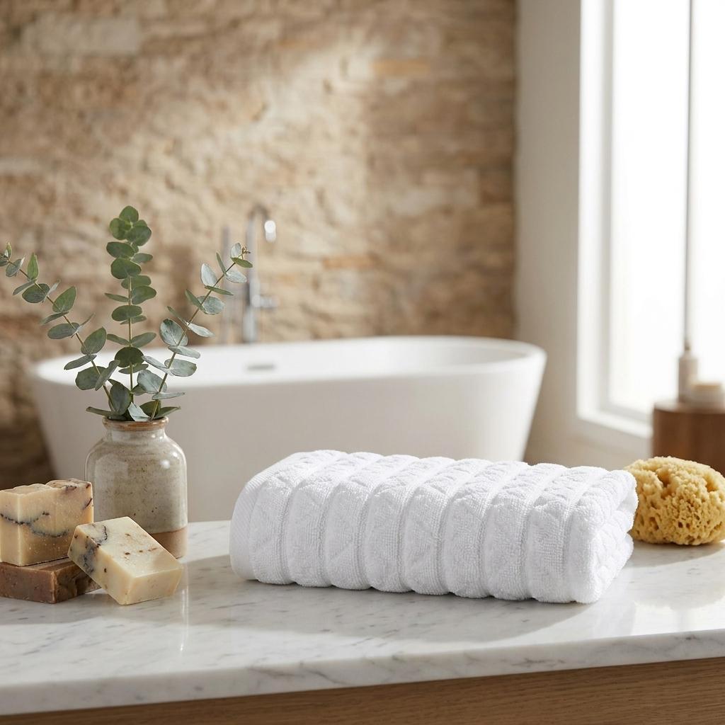 Set of Two White Geometric Turkish Cotton 27" X 54" Hand Towels - HomeRoots - Flyclothing LLC