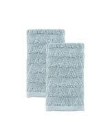 Set of Two Aqua Geometric Turkish Cotton 16" X 30" Hand Towels - HomeRoots - Flyclothing LLC