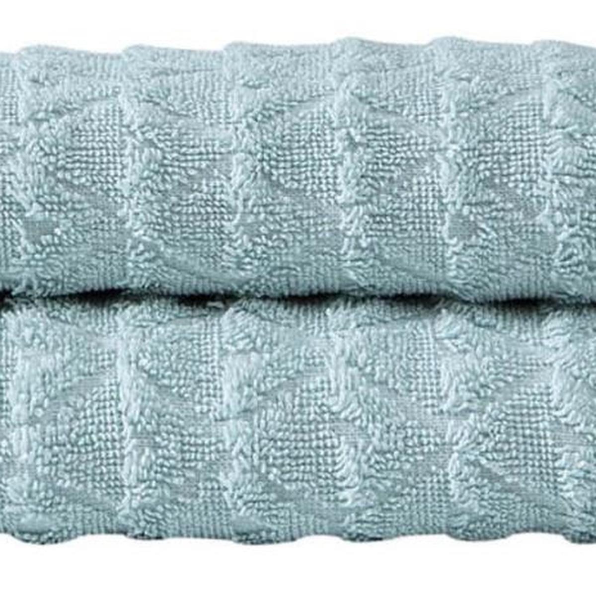 Set of Two Aqua Geometric Turkish Cotton 16" X 30" Hand Towels - HomeRoots - Flyclothing LLC