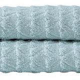 Set of Two Aqua Geometric Turkish Cotton 16" X 30" Hand Towels - HomeRoots - Flyclothing LLC