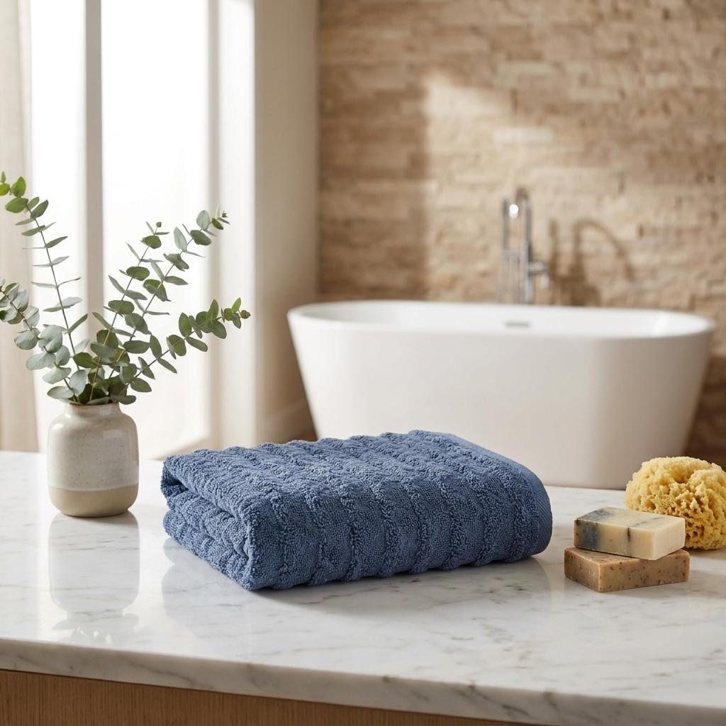 Set of Two Navy Blue Geometric Turkish Cotton 16" X 30" Hand Towels - HomeRoots - Flyclothing LLC