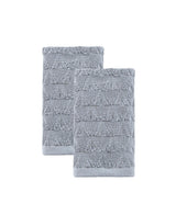 Set of Two Light Gray Geometric Turkish Cotton 16" X 30" Hand Towels - HomeRoots - Flyclothing LLC