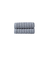 Set of Two Light Gray Geometric Turkish Cotton 16" X 30" Hand Towels - HomeRoots - Flyclothing LLC