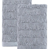 Set of Two Light Gray Geometric Turkish Cotton 16" X 30" Hand Towels - HomeRoots - Flyclothing LLC