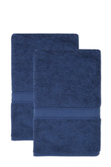 Set of Two Navy Blue Turkish Cotton 40" X 60" Bath Sheet - HomeRoots - Flyclothing LLC