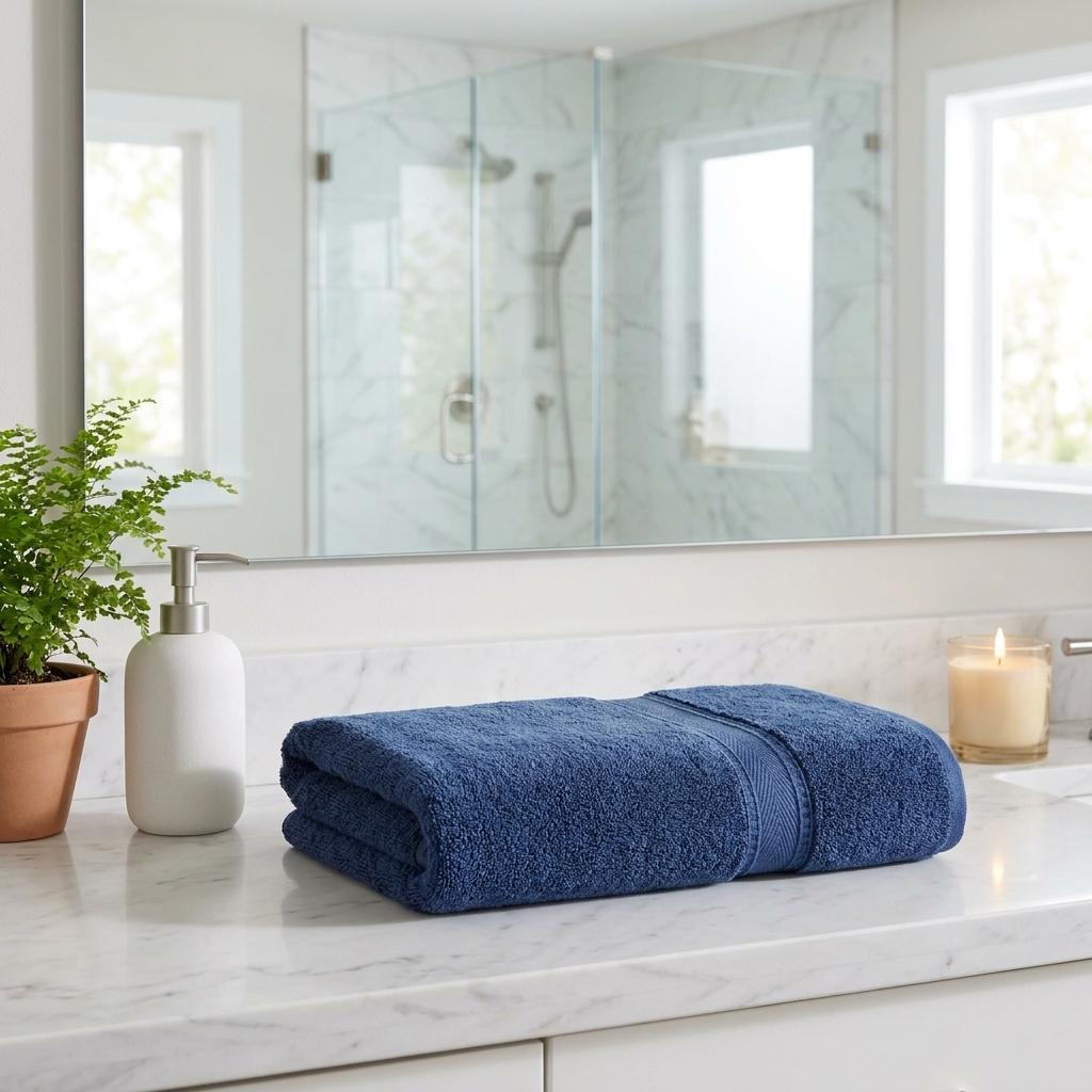 Set of Two Navy Blue Turkish Cotton 40" X 60" Bath Sheet - HomeRoots - Flyclothing LLC