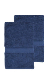 Set of Two Navy Blue Turkish Cotton 40" X 60" Bath Sheet - HomeRoots - Flyclothing LLC