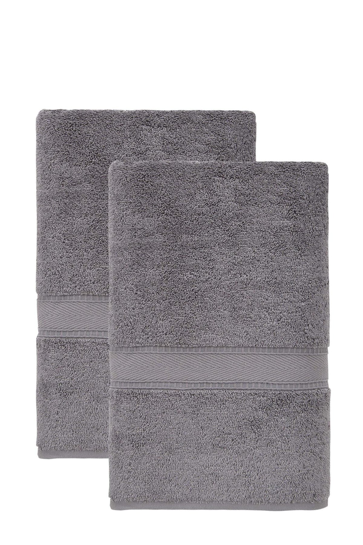 Set of Two Dark Gray Turkish Cotton 40" X 60" Bath Sheet - HomeRoots - Flyclothing LLC