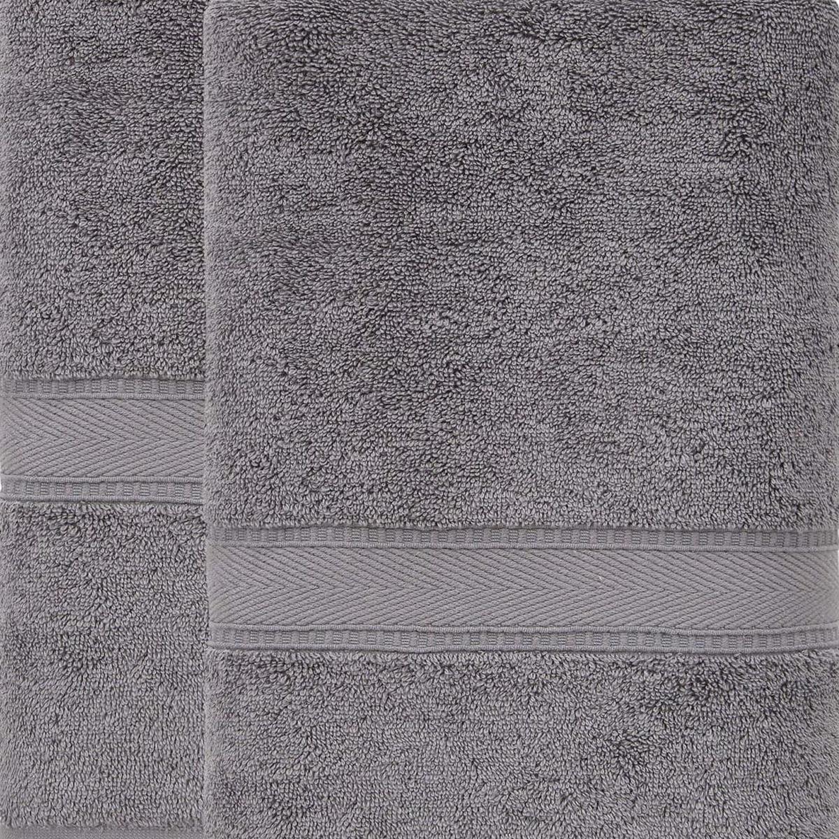 Set of Two Dark Gray Turkish Cotton 40" X 60" Bath Sheet - HomeRoots - Flyclothing LLC