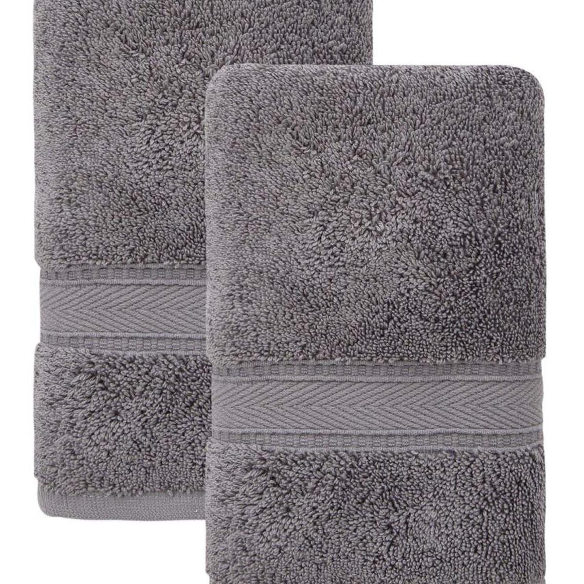 Set of Two Dark Gray Turkish Cotton 16" X 30" Hand Towels - HomeRoots - Flyclothing LLC
