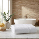 Set of Two White Chevron Turkish Cotton 40" X 70" Bath Sheet - HomeRoots - Flyclothing LLC