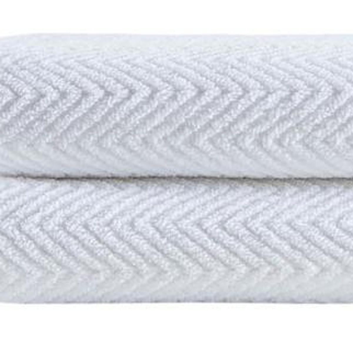 Set of Two White Chevron Turkish Cotton 27" X 54" Bath Towels - HomeRoots - Flyclothing LLC