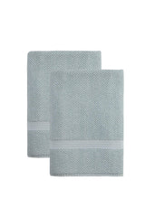 Set of Two Aqua Chevron Turkish Cotton 40" X 70" Bath Sheet - HomeRoots - Flyclothing LLC