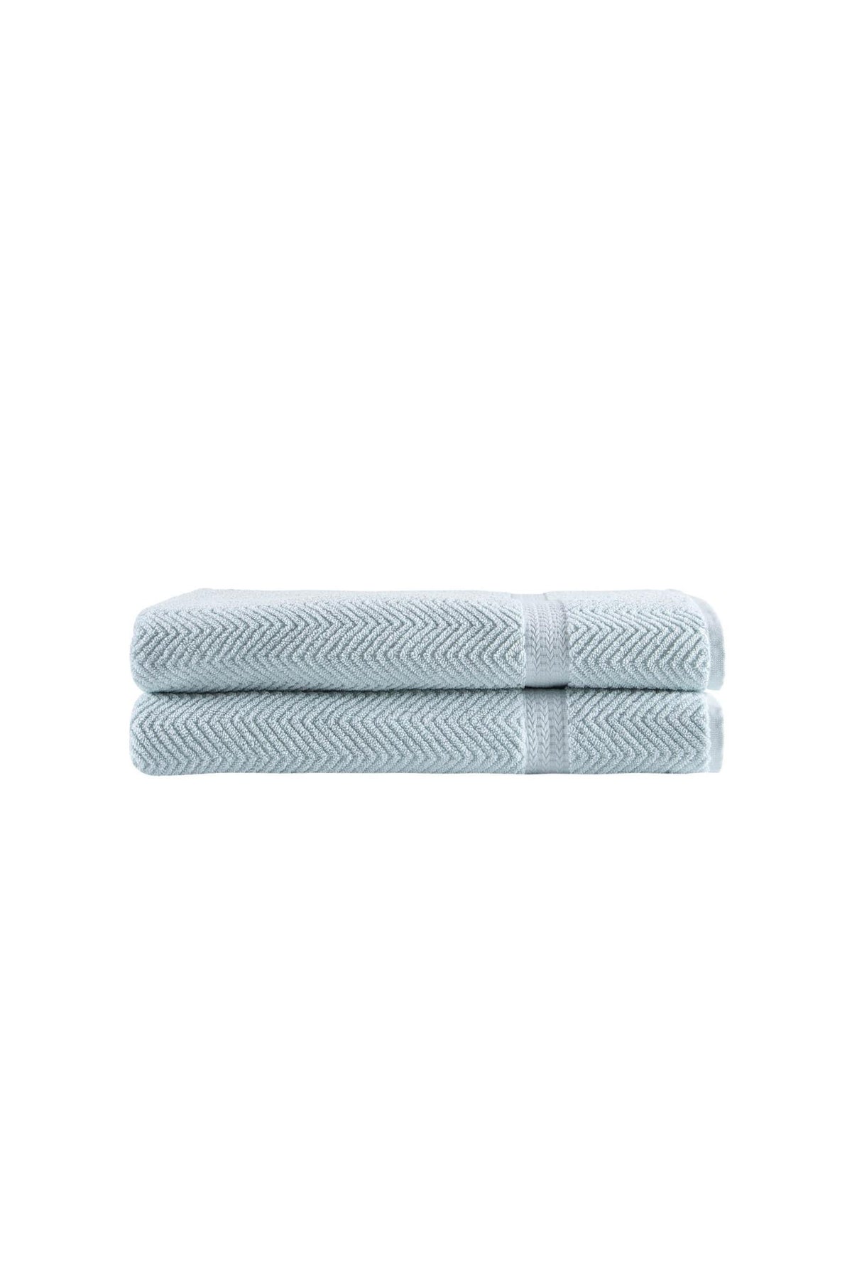 Set of Two Aqua Chevron Turkish Cotton 40" X 70" Bath Sheet - HomeRoots - Flyclothing LLC