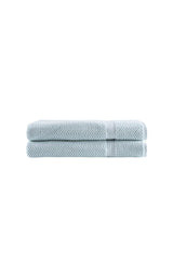 Set of Two Aqua Chevron Turkish Cotton 40" X 70" Bath Sheet - HomeRoots - Flyclothing LLC