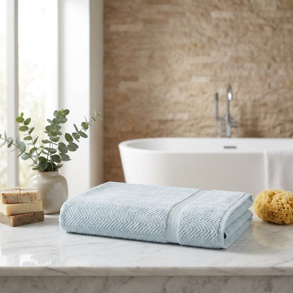 Set of Two Aqua Chevron Turkish Cotton 40" X 70" Bath Sheet - HomeRoots - Flyclothing LLC